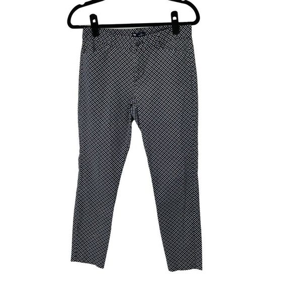 Gap Factory Slim Factory Navy Blue Burgundy Design Cropped Pants - Picture 1 of 8